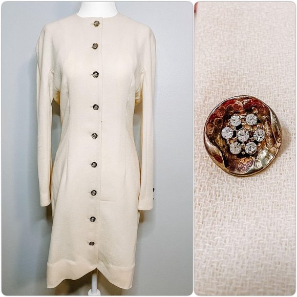 Vintage Cream Detail Button Princess Coat - Picture 1 of 16